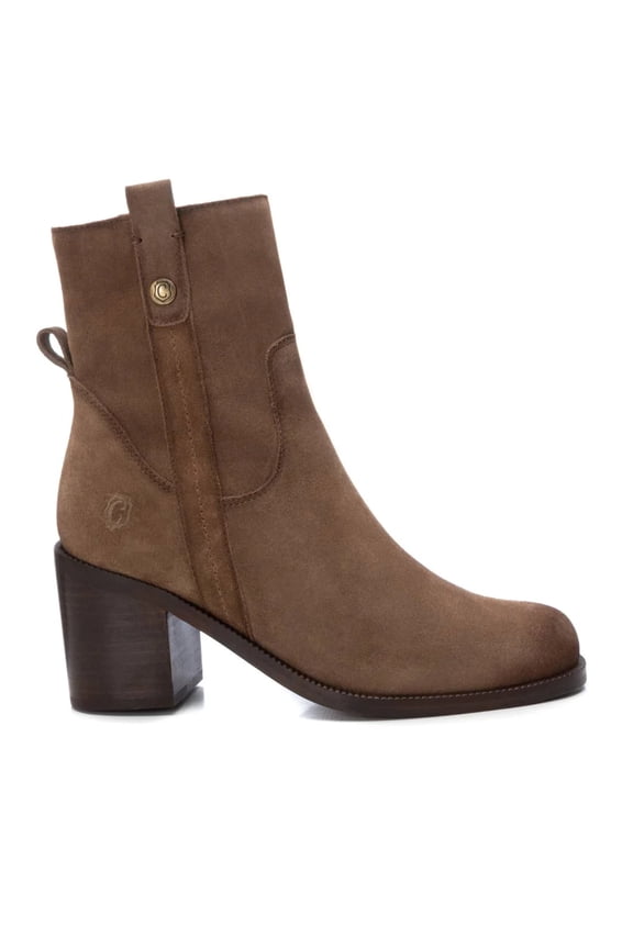 Women's Suede Block Heel Booties Carmela By XTI 160937 Taupe