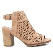 Women's Suede Block Heel Sandals By XTI_141101_Light/Pastel Brown