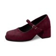 thumbnail image 1 of Women's Suede Buckle Strap Square Heel On Dress Shoes For Casual Daily Wear Comfortable Footwear, 1 of 8