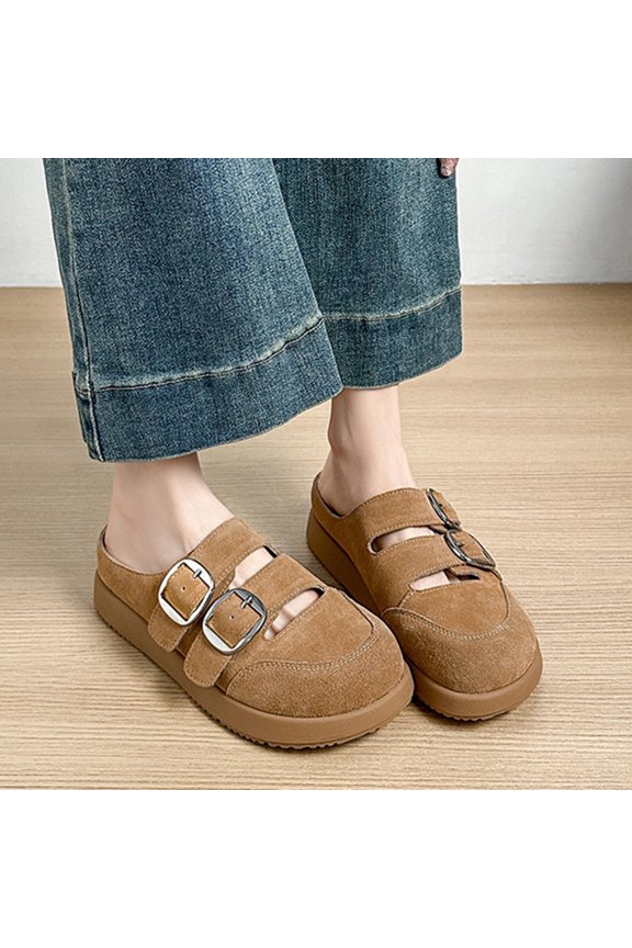 Women's Suede Clogs Leather Mules Cork Footbed Sandals Potato Shoes Soft Clog Slippers