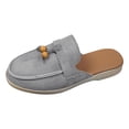thumbnail image 1 of Women's Suede Flat Mules Beaded Casual Comfortable Round Toe Soft Sole Slip On Clogs Daily Work Non Slip Walking Shoes Yellow Size 6, 1 of 8