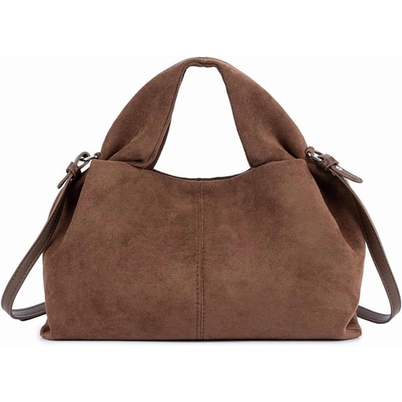 Women’s Suede Hobo Bag, Vintage Half-Moon Shoulder Handbag, Soft Faux Suede Purse Elegant Tote for Everyday Use