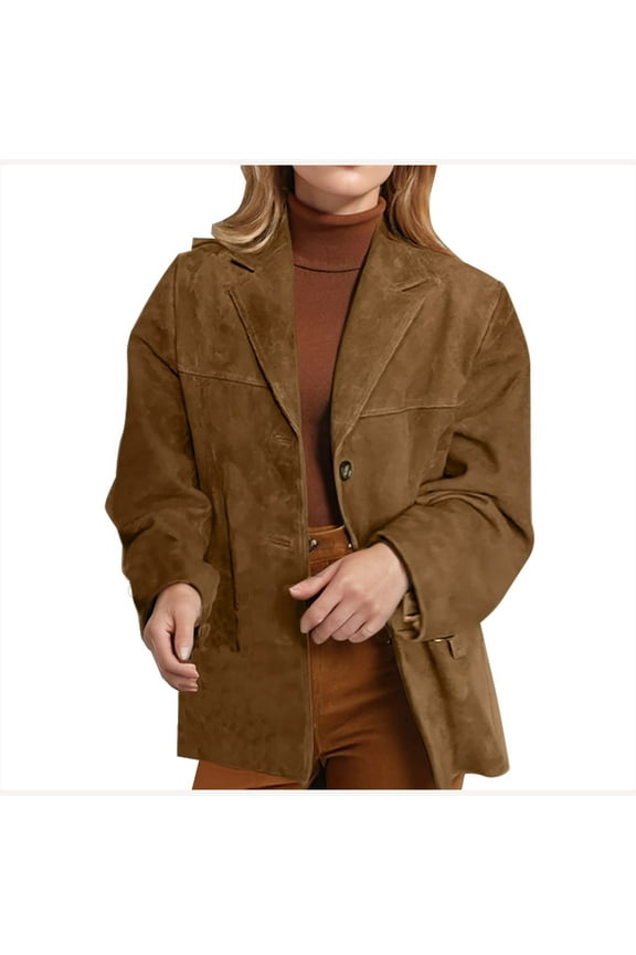 Jacket for Women Women's Suede Jacket Old Money Aesthetic Faux Leather Coat Fall Fashion Trendy Y12k Outerwear