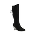 thumbnail image 1 of Women's Suede Knee High Boots Back Lace Up Buckle Chunky Heel Ankle Boots Fall Winter Shoes Black 37, 1 of 7