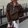 thumbnail image 1 of Women's Suede Lapel Motorcycle Jacket, Batwing Sleeve Short Style Coat, Ribbed Trim Belted Outerwear, Casual Zippered Jacket with Pockets, Spring Streetwear Fashion, Oversized Comfort Top Bronze L, 1 of 8