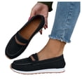 thumbnail image 1 of Women's Suede Leather Casual Penny Loafers Ladies Retro Classic Flats Dress Shoes Comfortable Slip On Fashion Boat Shoes Black Size 6.5, 1 of 7