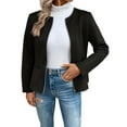 thumbnail image 1 of Women's Suede Leather Jacket 2024 Fall Winter Casual Business Coat Long Sleeve Outerwear Lightweight Stylish, 1 of 2