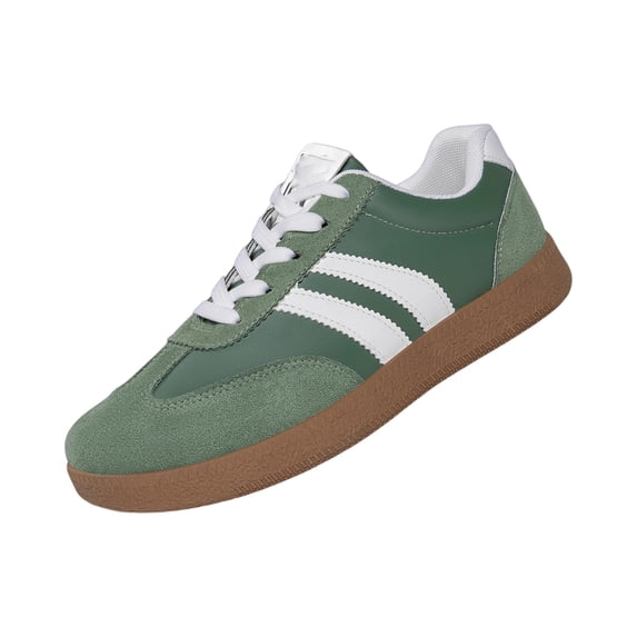 Women's Suede and Leather Lace-Up Sneakers Comfortable Walking Shoes Casual Non Slip Gum Sole Breathable Lightweight Fashion Trainers for Everyday Wear,Green 41(US-8)