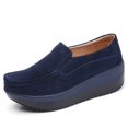 thumbnail image 1 of Women's Suede Leather Slip-on Shoes Wedge Moccasin Loafers Casual Walking Shoes Trainers Platform Sneaker, 1 of 5