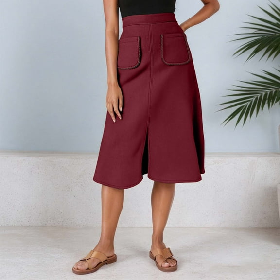 Women's Suede A Line Midi Skirt With Elastic Waist And Front Pockets For Fall And Winter Wrap Skirts for Women Long Checke Skirt Ballet Skirt Women Latex Mini Skirt plus Size Plaid Skirt Skirt Set