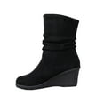 thumbnail image 1 of Xiaoxatg Women's Suede Mid-Calf Boots for Autumn and Winter - Warm and Comfortable Fashion Footwear 8 Black, 1 of 8