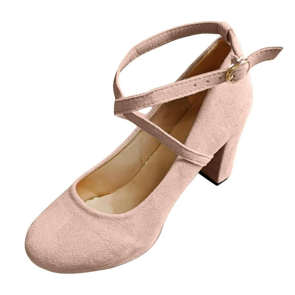 Women's Suede Shallow Mouth High Heels Thick Platform for Spring and Autumn Seasons