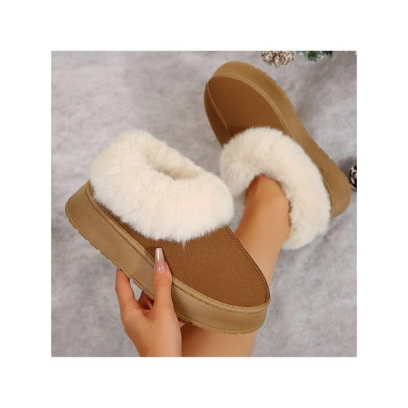 Women's Suede Shearling Warm Snow Boots and Memory Foam Room Slippers