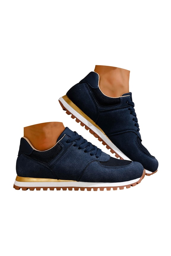 Women's Suede Sneakers Round Toe Non Slip Classic Retro Fashion Casual Running Walking Shoes