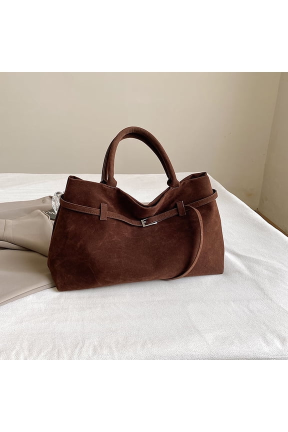 Women's Suede Tote Bag - Y2K Retro Vintage Shoulder Bag & Top-Handle Purse for Work, 2025 Fall New Arrival