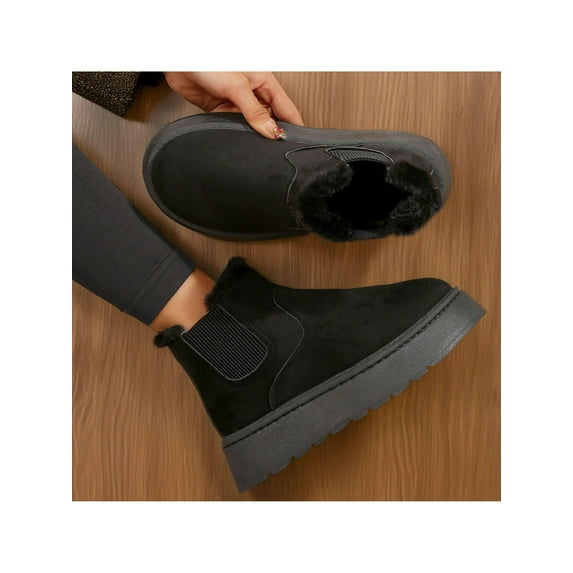Women's Suede Winter Platform Fuzzy Fluffy Outdoor Boots