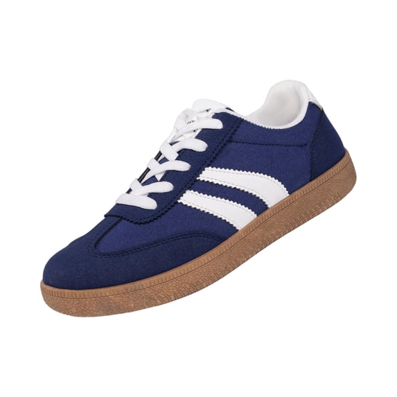 Women's Suede and Leather Lace-Up Sneakers with Gum Sole Comfort Shoes Lightweight Durable Casual Fashion Footwear for Everyday Wear,Blue 40(US-7.5)