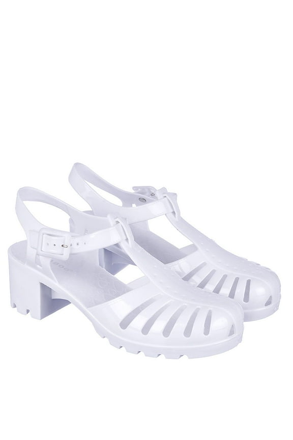 Women's Sugar-01 Low Heel Jelly Slingback Sandal White