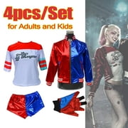 Women's Suicide Squad Harley Quinn Costume 4pcs/Set Halloween Carnival Theme Party Display