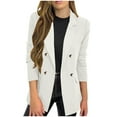 thumbnail image 1 of Women's Suit Jacket Blazers - Double Breasted Long Sleeve Business Casual Outfits Notched Collar Dressy Officewear (XL, White), 1 of 6