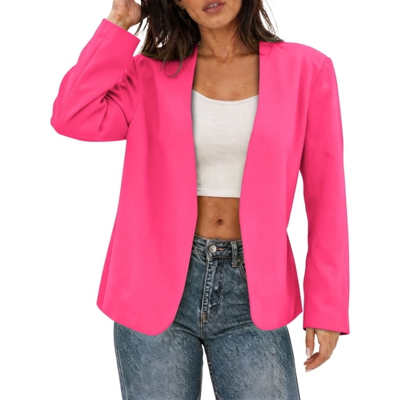 Women's Suit Jacket Solid Color Long Sleeve Formal Workplace Occasions Office Outwear 3XL