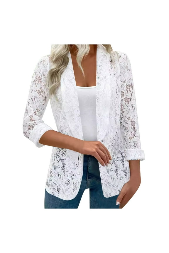 Women's Tailored Jacket with Lace Cut Out Design for and Casual Wear