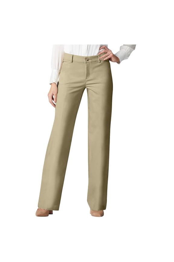Women's Suit Pants High Waisted Wide Leg Straight Leg Business Office Dressy Trousers Elegant Long Pants Beige 2XL