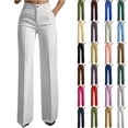 thumbnail image 1 of Women's Suit Pants Solid High Waist Hanging Straight Tube Temperament Wide Leg Pants With Pockets, 1 of 7