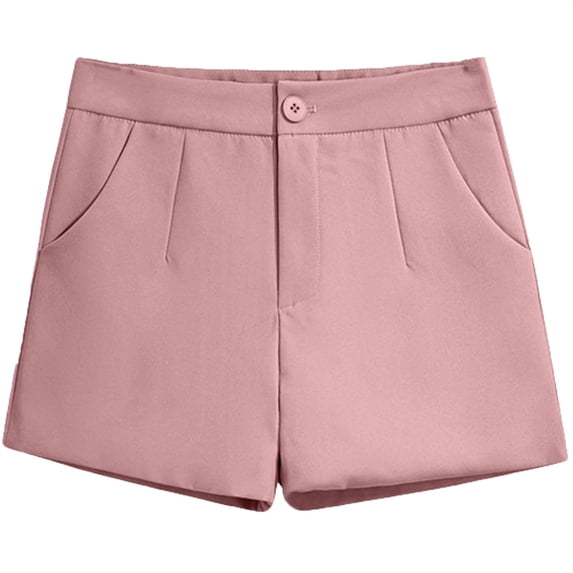 Women's Suit Shorts - 2025 High Waist A-Line Wide Leg Style, Pink 1 Suit Shorts Women's Black Summer Thin Style 2025 New Loose High Waisted A Line Casual Wide Leg Trousers