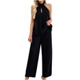 thumbnail image 1 of Women's Summer 2 Piece Outfits Casual Criss Cross Sleeveless Tank Tops and Wide Leg Pants Sets Tracksuits Ladies Clothes, 1 of 8