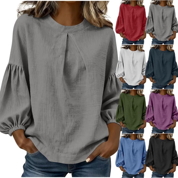 Women's Summer 3/4 Sleeve Round Neck Blouses Tops Shirts Loose Fit Pullover Solid Color Soft Casual Daily Wear Business Office Vacation Fashion Essential Gift for Women | CSEONE,White XL