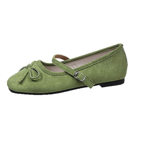 Women’s Summer Ballet Flats Plus Size Slip On Round Toe Bowknot Soft Sole French Style Solid Color Versatile Comfortable Low Cut Green 7.5