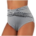 thumbnail image 1 of Women's Summer Beach Bikini Swim Pants Solid Color Striped Waist Length Pleated Comfortable Swimwear for Swimming Pool, 1 of 2