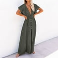 thumbnail image 1 of Women's Summer Beach Blouse Button Drawstring Long Skirt Sun Protection Maxi Dress Swim Coverups Beach Cover Ups for Women Green One Size, 1 of 6