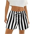 thumbnail image 1 of Women's Summer Beach Lounge Shorts Casual Striped High Waisted Sleep Pajama Shorts, 1 of 7