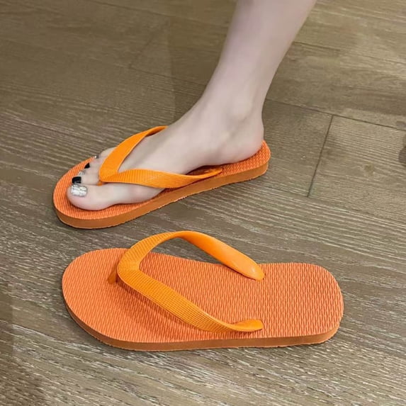 Women's Summer Beach Shoes Cute Indoor and Outdoor Unisex Quick-drying Non-slip Casual Comfortable Flat Holiday Flip Flops Orange Size 35-43