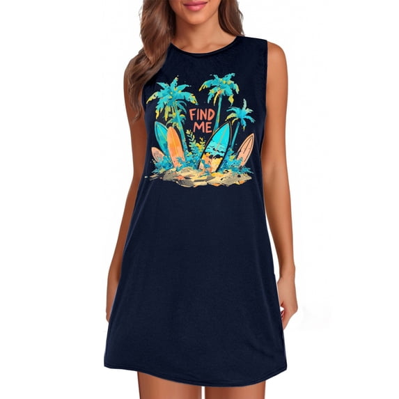 Women's Summer Beach Style Patterned Sleeveless Casual Dress