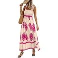 thumbnail image 1 of Women's Summer Beach Vacation Dresses 2025 Blue and White Floral Long Maxi Sundresses Hot Pink S, 1 of 9