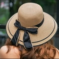 thumbnail image 1 of Women's Summer Big Straw Hat Floppy Wide Brim Bowknot Foldable Beach Cap, 1 of 3