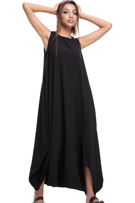 Women's Summer Black Harem Pants Drop Crotch Maxi Playsuit GY1791 A