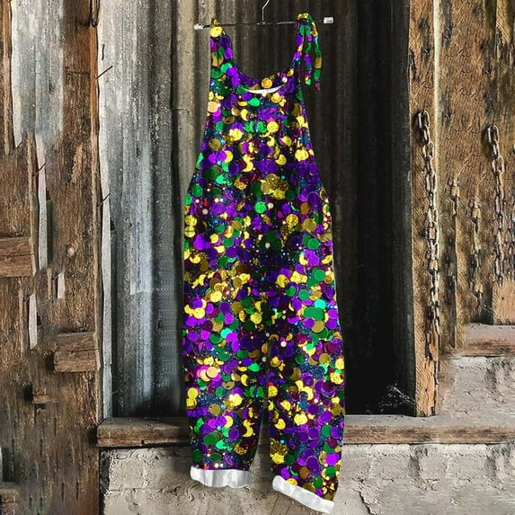 Women's Summer Boho Casual Jumpsuits Wide Leg Overalls Floral Print Baggy Rompers with Pockets Multicolor L