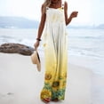 thumbnail image 1 of Women's Summer Boho Casual Jumpsuits Wide Leg Overalls Floral Print Baggy Rompers with Pockets Yellow S, 1 of 5