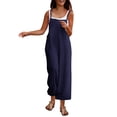 thumbnail image 1 of Women's Summer Boho Casual Jumpsuits Wide Leg Overalls Solid Color Baggy Rompers with Pockets 2025 Fashion, 1 of 4
