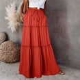 thumbnail image 1 of Women's Summer Boho Flowy Flared Ruffle Maxi Skirt 2026 Tiered A Line Elastic High Waisted Long Skirts, 1 of 8