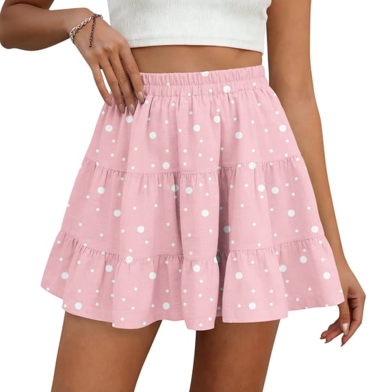 Women's Summer Boho Flowy Short Skirts High Waist Tie Ruffle Cute Beach Knee Length Skirts Women's Clothing 2026 Trend