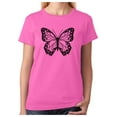 thumbnail image 1 of Women's Summer Butterfly Graphic Tee: Casual & Stylish, Perfect for Girls' Summer Wardrobe - Trendy Butterfly Design T-Shirt Medium Pink, 1 of 5