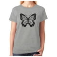 thumbnail image 1 of Women's Summer Butterfly Graphic Tee: Casual & Stylish, Perfect for Girls' Summer Wardrobe - Trendy Butterfly Design T-Shirt Small Gray, 1 of 5