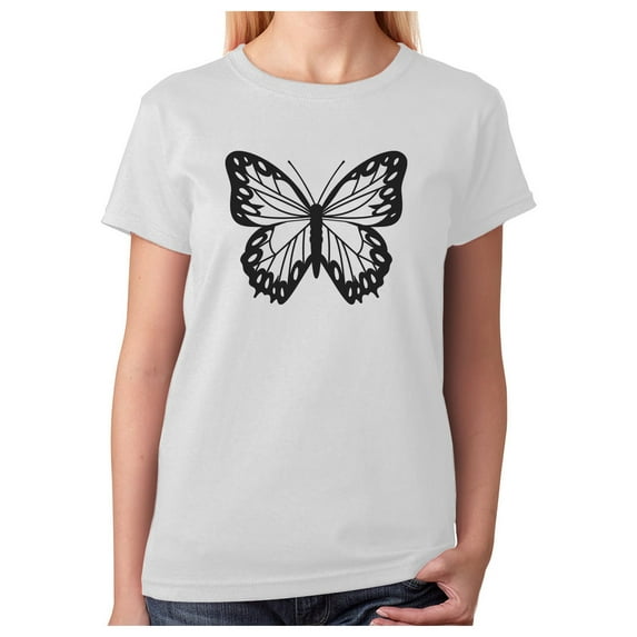 Women's Summer Butterfly Graphic Tee: Casual & Stylish, Perfect for Girls' Summer Wardrobe - Trendy Butterfly Design T-Shirt XX-Large White