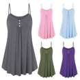 thumbnail image 1 of Women's Summer Button V Neck Pleated Spaghetti Strap Camisole Tank Tops, 1 of 3