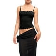 thumbnail image 1 of Women's Summer Cami Tops, Sleeveless Square Neck Bow Front Lace Patchwork Camisole, 1 of 9